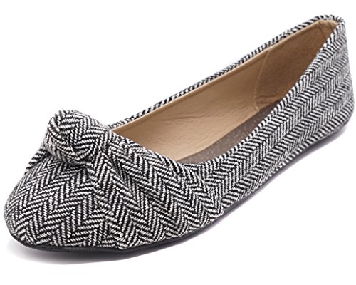 Charles Albert Women s Knotted Pattern Round Toe Ballet Flats (9, Herringbone)
