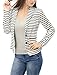 Allegra K Women Notched Lapel Button Closure Striped Blazer White M