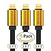 Smallelectric 3-pack 3FT / 1 meter Alloy Gold-Plated 8pin Lightning Cable Data Sync USB Cord Charger for iphone SE / 6 / 6s plus / 6 plus / 5s 5c 5 / iPad Mini / iPad Air / iPod . with all IOS