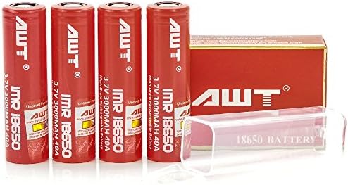 AWT IMR 18650 3000MAH 40A 3.7V rechargeable batteries | 4-Pack | individual battery protection case