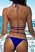 QINSEN Women Sexy Halter Bikini Sets Criss Bandage 2PCS Bathing Suit Sapphire Blue L