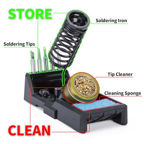 YIHUA 947-IX Electronic Soldering Iron Kit with Adjustable Temperature 220~480°C, Electric Soldering Iron Ignition Button Temperature Controlled ESD-Safe with 5 Soldering Tips Holder (EU PLUG)