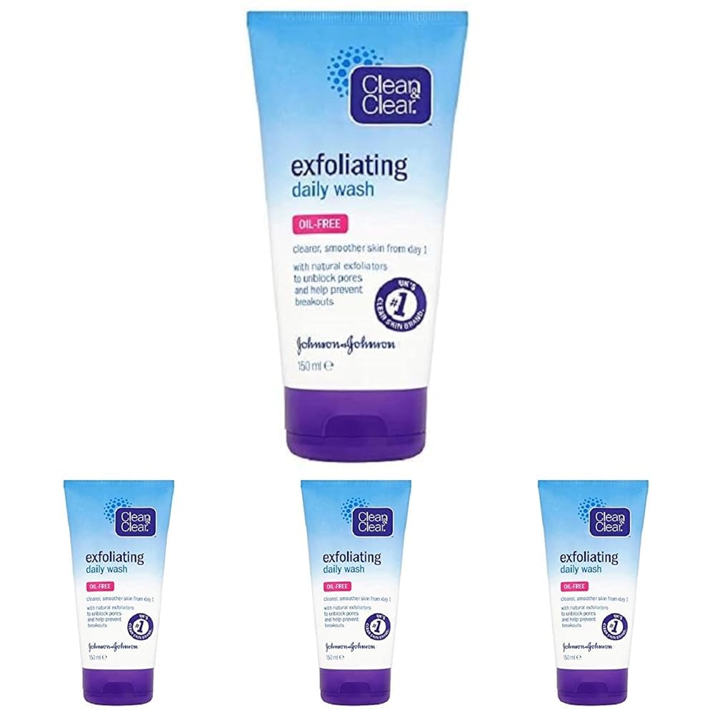 Clean & Clear Exfoliating Oil Free Daily Wash, 150ml (Pack of 4)