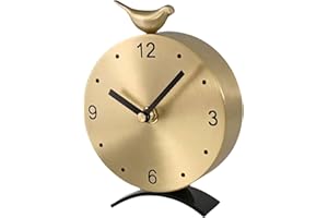 WUrnschmidt Brass Creative Clock - Silent Non-Ticking Desk Clock, Elegant Home & Office Decorative Clock, Vintage Brass Table