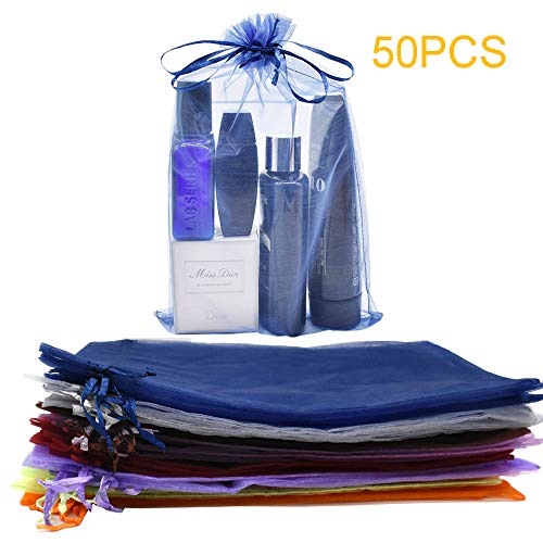 Renashed 50Pcs 8 x 12 Inch Drawstring Organza Gift Bags Jewelry Party Wedding Favor Party Festival Gift Bags Candy Bags (50Pcs Mix Color)