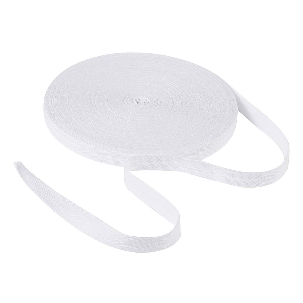 Craftdady 49 Yards White Cotton Twill Tape Ribbon 3/4" Wide Natural Herringbone Tape for DIY Crafts Gift Wrapping Home Decoration Sewing