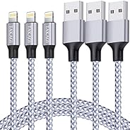 iPhone Charger, TAKAGI Lightning Cable 3PACK 6FT Nylon Braided USB Charging Cable High Speed Data Sync Transfe