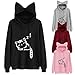 Womens Plus Size Long Sleeve Hoodie Sweatshirts Casual Loose Cat Print Pockets Hooded Pullover Blouse Tops