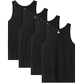 LAPASA Men's 100% Cotton Tank Top Ultra Soft Sleeveless Crewneck Breathable A-Shirts Basic Solid Undershirts Vest 4 Pack M36
