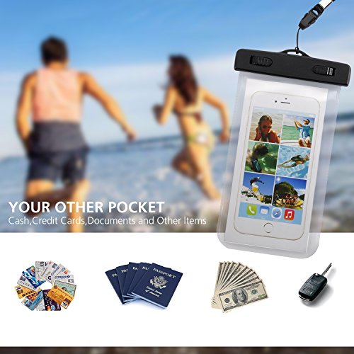 Wibo Universal Waterproof Phone Case CellPhone Dry Bag Pouch with Armband & Strap for iPhone8,7 Plus, 6S/5S/SE, Galaxy S8/S6/S7 Edge, LG,Sony,HTC, MP3 player (Clear) - Thumbnail 4