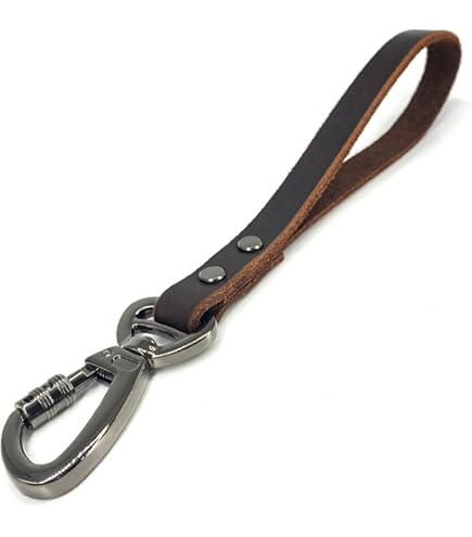 Amazon.com : Leather 15 Inch Dog Leash Black - Short Dog Leash for Training  Large & Medium Dogs - Traffic Lead Short Lead 1ft - Full Grain Heavy Duty  to Control Service
