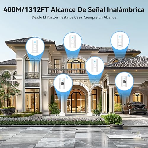 TECKNET Wireless Doorbell, 400 m Outdoor Waterproof Wireless Doorbell, Set of Wireless Doorbells 4 Receivers and 2 Transmitters, IP65 Radio Doorbell, 5 Volume Levels and 60 Melodies