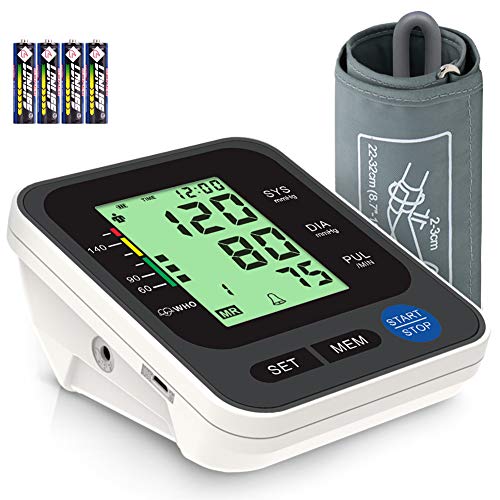 Blood Pressure Monitor for Home Use with Large 3.5'' LCD Display, Wowgo Digital Upper Arm Automatic Measure Blood Pressure and Heart Rate Pulse with Wide-Range Cuff，Three-Color Backlight Display - Thumbnail 7