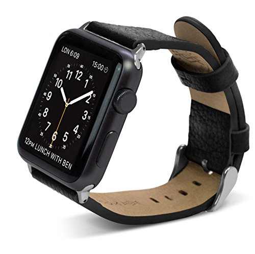 38mm Apple Watch Replacement Band, X-Doria Lux Band, Genuine Leather, Black Leather for Apple Watch All Models