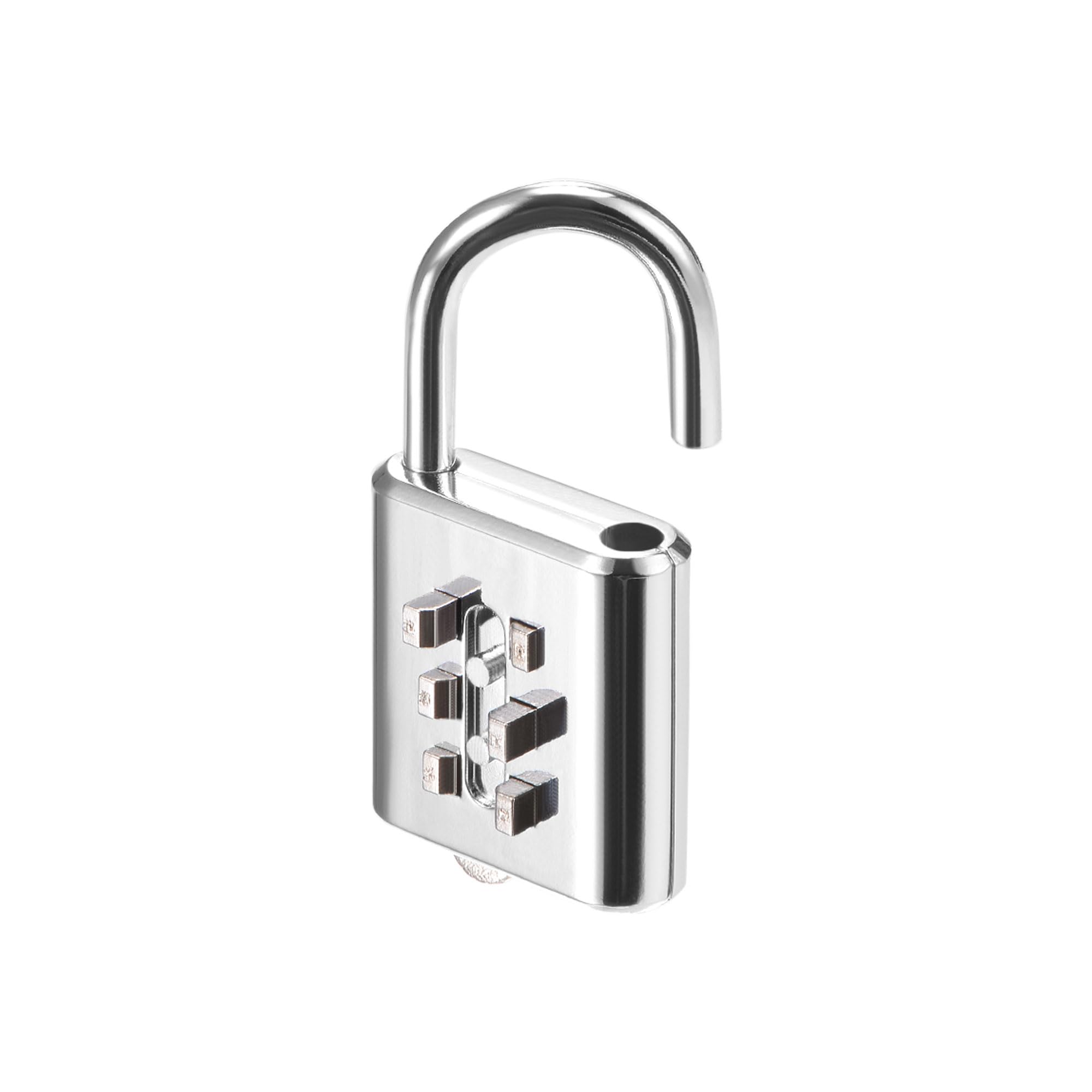 M METERXITY 6 Digit Combination Padlock - Zinc Alloy Indoor Outdoor Padlock, Push Button Lock, Apply to Gym Gate Sports Locker (4mm, Silver Tone)