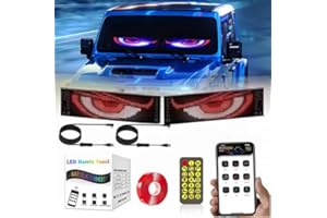 MIMIRGB Devil Eyes Light for Cars, Car Window Flexible LED Display Screen Panel, Dynamic Big Eye Lights for Windshield with APP Control and Remote Controll(14"x4"- 2PCS)
