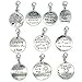 10PCS 10 Words Antique Silver Tone Clip-on Charms Collection, Vintage Jewelry Supply Lot, Wholesale C36