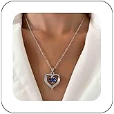 Vacaonio Boho Silver Crystal Heart Necklace Hollow Heart Pendant Necklace Two Tone Rhinestone Heart Necklace Minimalist Cz Open Heart Necklace Jewelry for Women