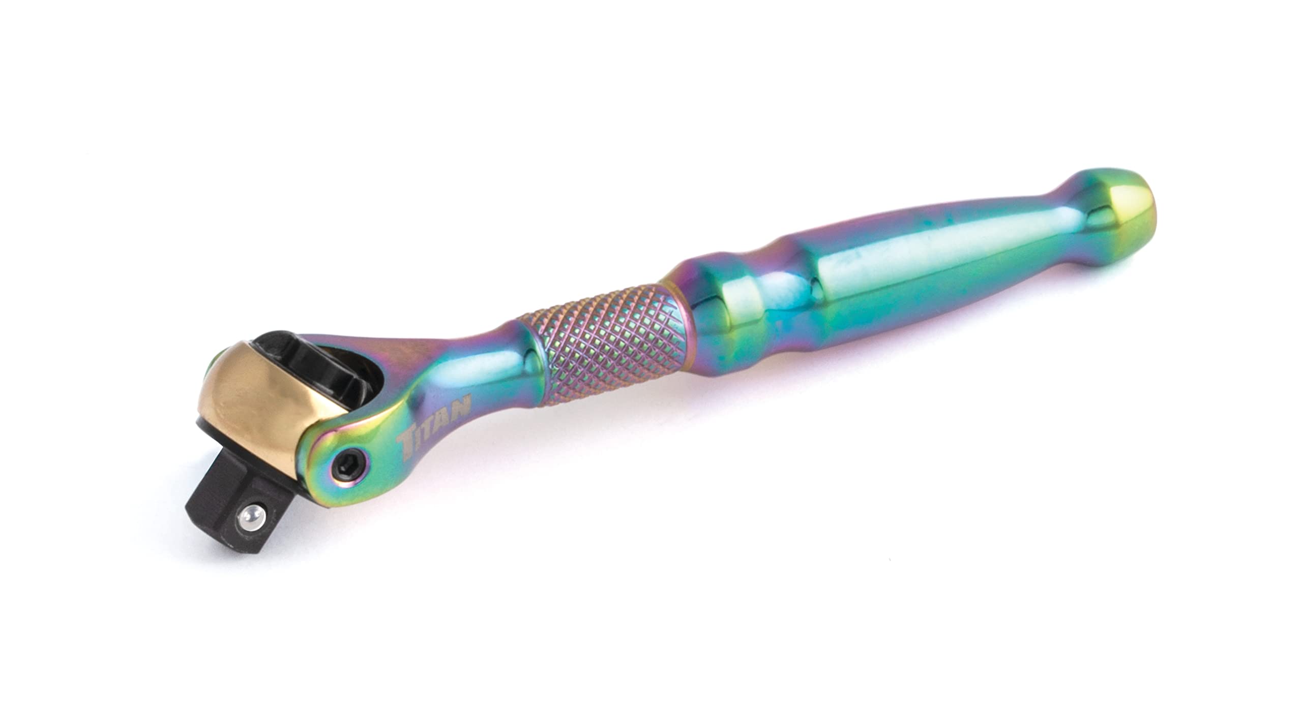 Titan 11326 1/4-Inch Drive x 4-Inch 90-Tooth Swivel Head Micro Ratchet - Titanium