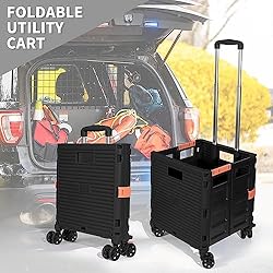Rolling Crate Utility Cart Collapsible Tote Basket