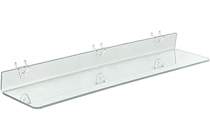 Azar Displays 556010-4pack Clear Acrylic Shelf for Pegboard or Slatwall (Pack of 4)