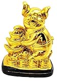 Betterdecor Feng Shui 2019 Chinese Zodiac Pig/Boar Statue Figurine Decoration for Wealth Luck (Logo Bag) (with YuanBao)