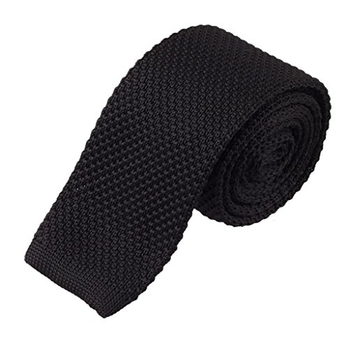 Singleluci Mens Fashion Knitted Neck Tie Casual Skinny Necktie (Black)