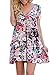Dearlovers Women Short Sleeve V Neck Floral Shift Dress with Pockets