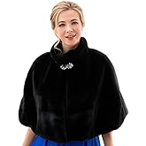 Obmyec Women's Faux Fur Shawl Wraps for Wedding, Bridal Stole, Coat Cape and Scarf for Bride and Bridesmaids