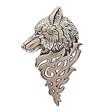 Potelin Men Retro Brooches&Pins Wolf's Head Pattern Hollow Out Exquisite Lapel Pins