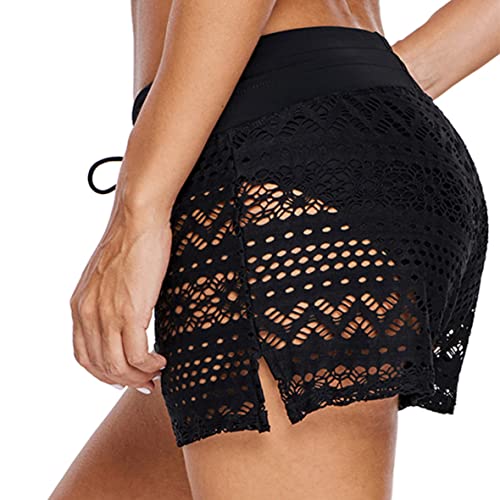 Ulicox Women's Swimming Trunks Beach Shorts Water Sports Quick Drying Summer Hollow Lace Swimming Trunks S-XXXL