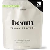 Beam Vegan Protein Powder – Organic Pea Protein Isolate, 20g Plant-Based Protein per Serving, Third-Party Tested, No Added Sugar, Dairy Free, Soy Free, Gluten Free, 20 Servings, Chocolate