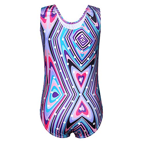 Gymnastics Long Sleeve Leotards for Girls Dance Ballet Sparkle Ribbons Dancewear (150(9-10Y), Sleeveless Purple)