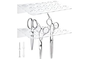 AHANDMAKER 2 Pcs Clear Acrylic Scissors Holder Wall Mounted Shear Holder Grooming Tool Organizer Rack for Grooming Salon Hair