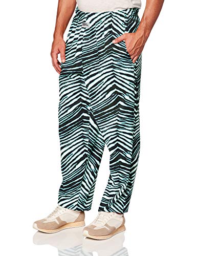Zubaz Men's Standard Classic Zebra Printed Athletic Lounge Pants, Black/United Blue, XL