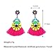 JUST N1 Short Tassel Drop/ Dangle Earrings with Rhinestones and Gold Tone Colorful