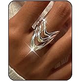 Tazimo Silver V Shaped Open Rings for Women,Stackable V shape Minimalist Ring Silver Irregular Bend Twist Adjustable Modern Ring Jewelry Gifts for Women