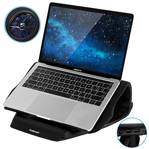 Adjustable Laptop Stand with Cooling Fan Portable with 2 USB Powered Ports Notebook Stand for Office Home and School