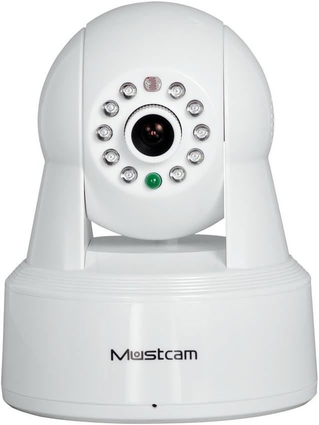 Mustcam H806P 720P HD Wi-Fi Wireless IP Camera (White), Wireless Baby Monitor with Pan/Tilt, P2P, WPS, IR-Cut, Two-way Audio, Motion Detection, Alarm, Micro-SD Storage, Night Vision, OnVif