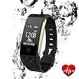 Fitness Tracker Bluetooth Watch Bracelet - Luxsure Waterproof Activity Monitors Heart Rate Sleep Health Tracker Step Counter Notification Alerts Smart Wristband for IOS/Android Smartphones (Black)