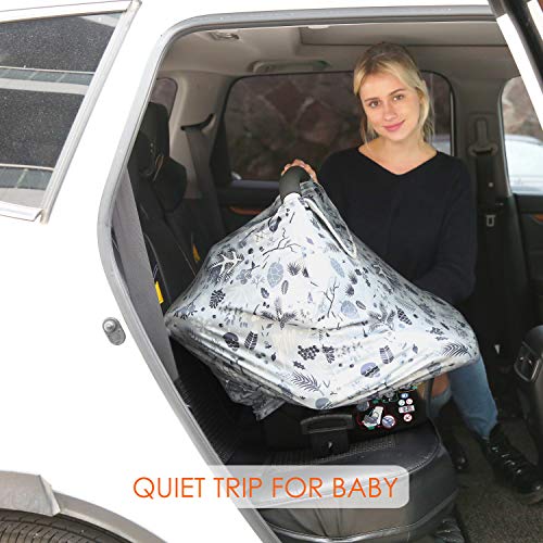 Winter Fleece Lined Baby Car Seat Covers Thermal Double Layer Carseat Canopy Multi-use Stretchy Breastfeeding Nursing Covers for Boys and Girls (Winter Fleece Grey)
