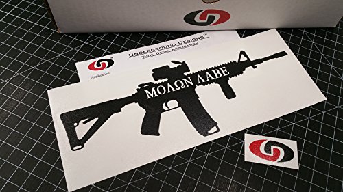 MOLON LABE AR-15 Decal Second Amendment Gun Right Sticker Come and Take Them AR15 SELECT COLOR (Gloss Black, 3.5" x 9.5")