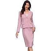Allegra K 2 Piece Skirt Suit Sets for Women's Business Formal Long Sleeve Blazer and Pencil Skirt Work Office Set