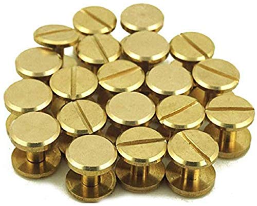 Chiloskit 10pcs 6mm Brass Button Studs Rivets Screwback Screw Leather Brass Copper Wallet Craft Solid Screw Nail Rivet Double Flat Head Belt Rivets
