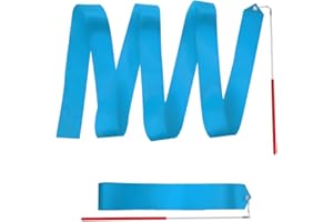 Abeillo 2pcs Rhythmic Dance Ribbons, 78.7 Inch Gymnastics Ribbon Dancer Wand Dancing Ribbon Streamers, Fits Artistic Dancing Gymnastics, Circus Carnival Shows, Baton Stick Twirling