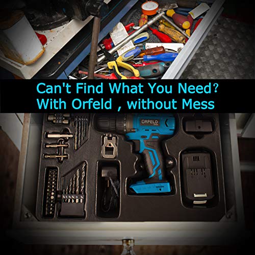 ORFELD Cordless Drill, 20V Drill Driver with 2.0Ah Battery, Built-in LED, 2 Variable Speed, 270 In-lbs Torque, 20 Clutch, 3/8'' Metal Keyless Chuck, 43 pcs Accessories, Blue - Thumbnail 6