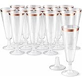 Oojami 70pc Glitter Plastic Classicware Glass Like Champagne Wedding Parties Toasting Flutes Party Cocktail Cups (Rose Gold Rimmed)