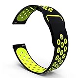 B-Great 20mm Quick Release Breathable Watch Band Compatible with Samsung Galaxy Watch (42mm) Garmin Vivoactive 3 Music Garmin Forerunner 645/Music Ticwatch 2/E Amazfit Bip Smartwatch, Black/Lime