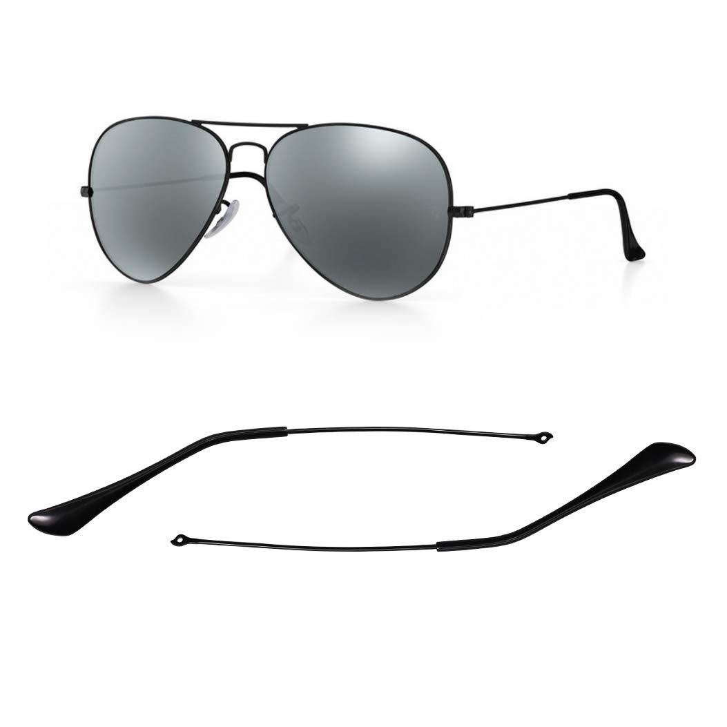 HiCycle2 Temple Arm Tips Replacement For Ray-Ban Aviator Series RB3025 Repair Kit (Black&Black)