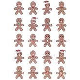 Christmas Time Gingerbread Stickers - Holographic Adhesive Decals for Crafts & Scrapbooks - 20 Pieces